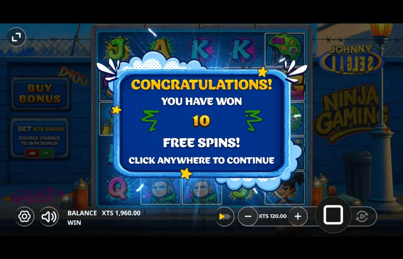 Johnny Eagles - 10 free spins triggered