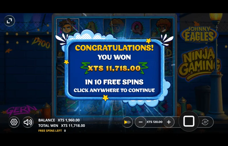 Johnny Eagles - total win for the free spins round